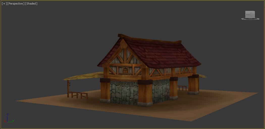 house wooden with roof Low-poly 3D model_2