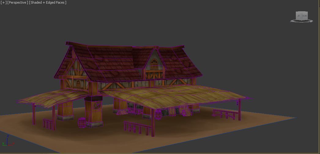 house wooden with roof Low-poly 3D model_4