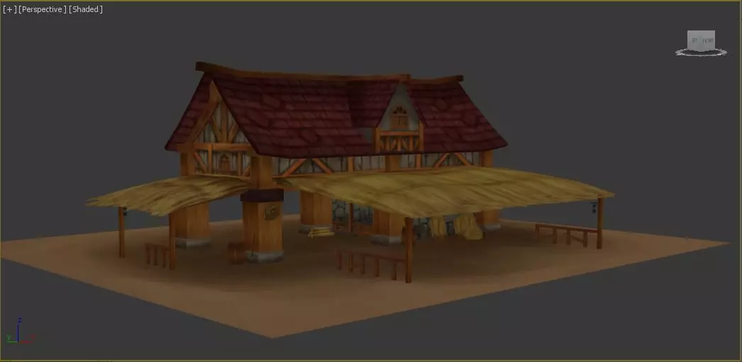 house wooden with roof Low-poly 3D model_0