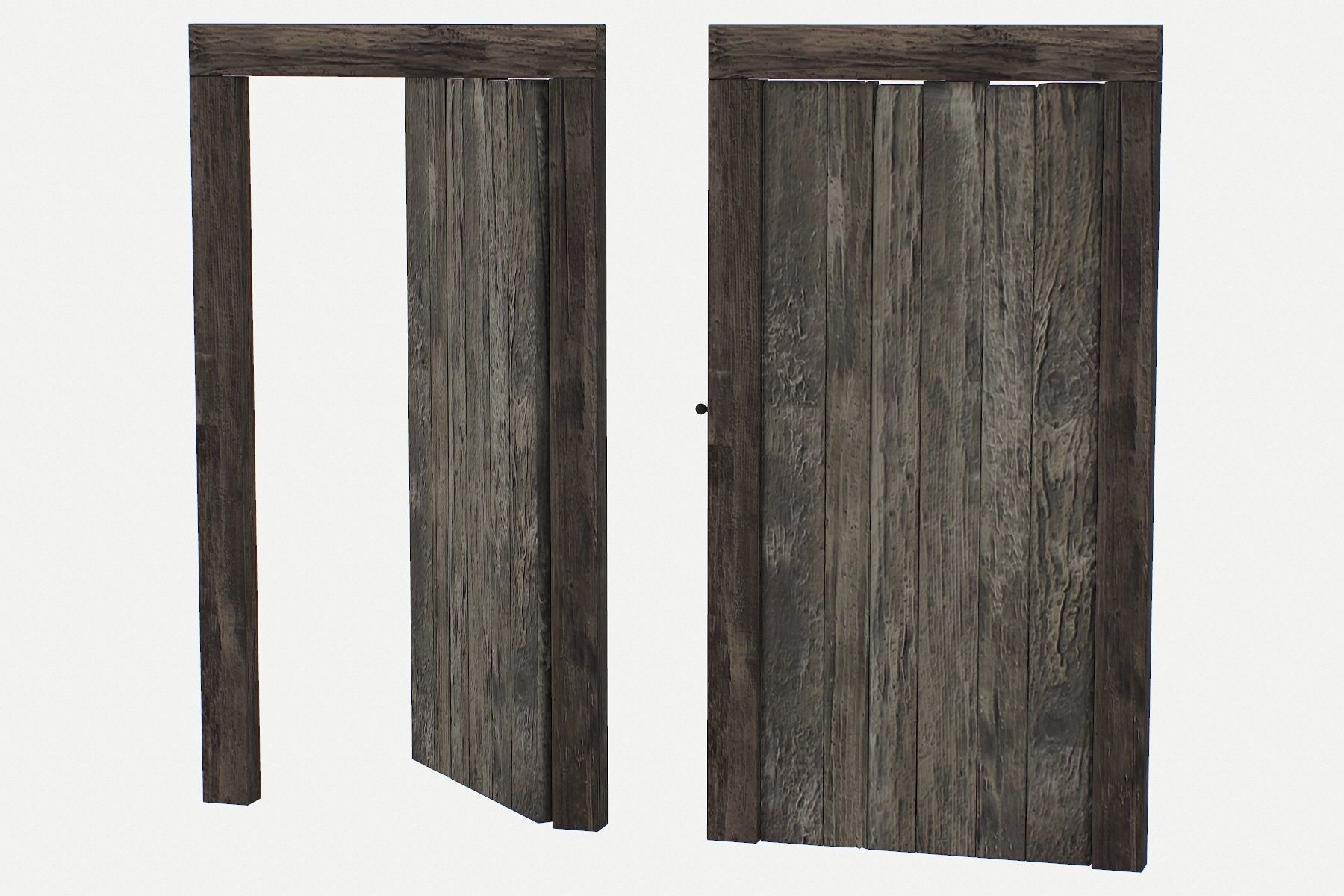 Door Old Wooden Low-poly 3D model_3