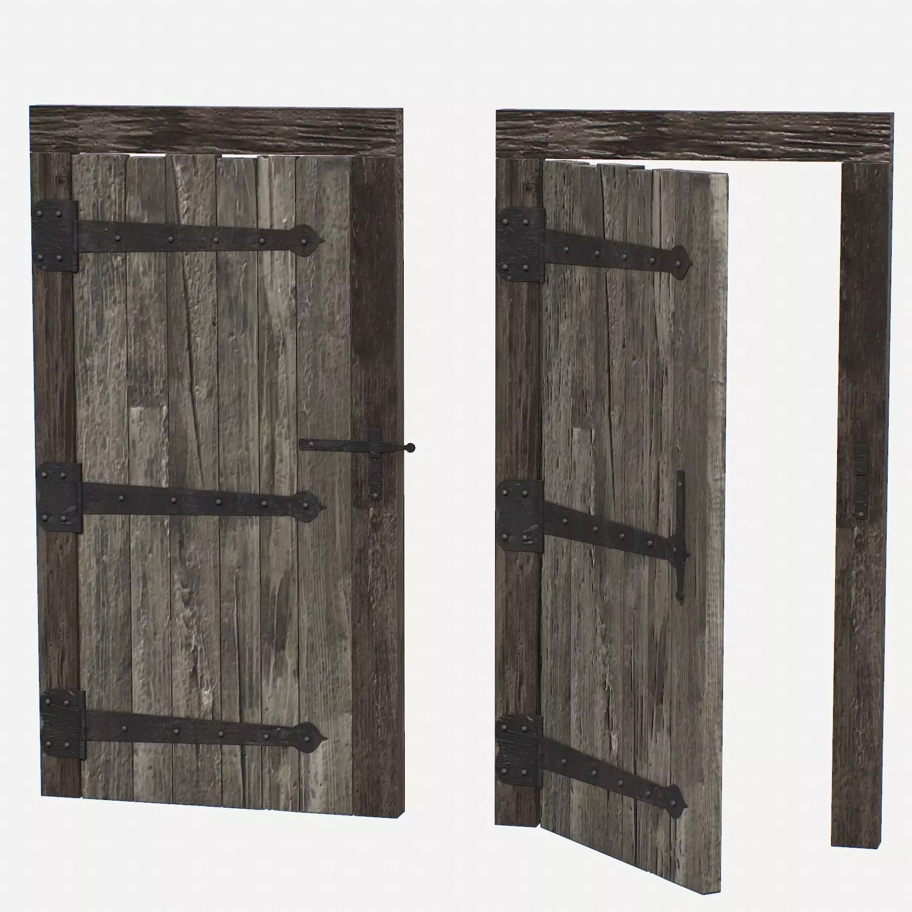 Door Old Wooden Low-poly 3D model_0