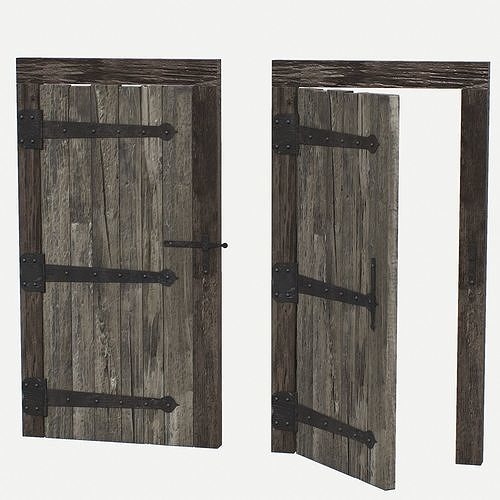 Door Old Wooden  Low-poly 3D model