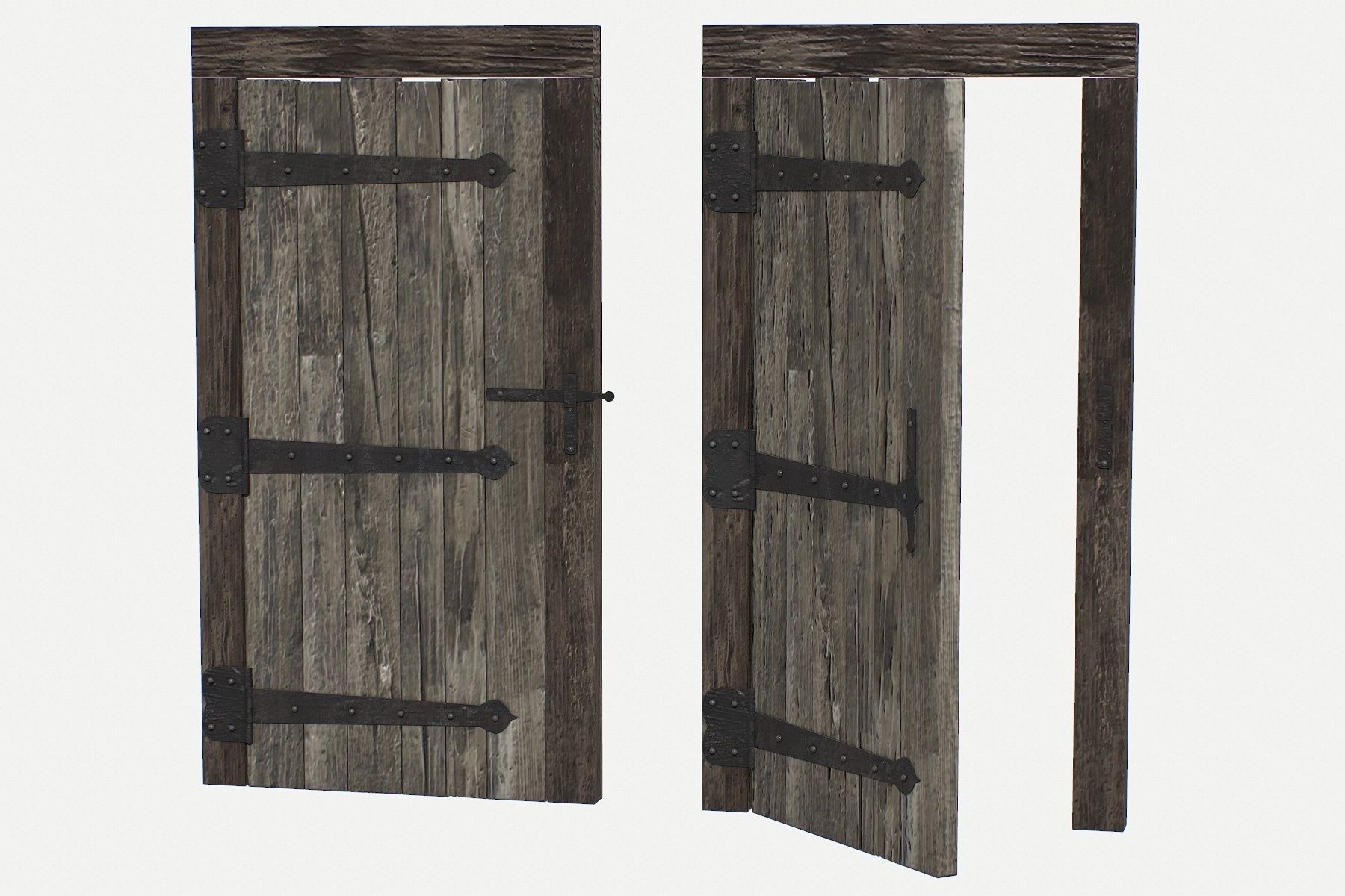 Door Old Wooden Low-poly 3D model_2