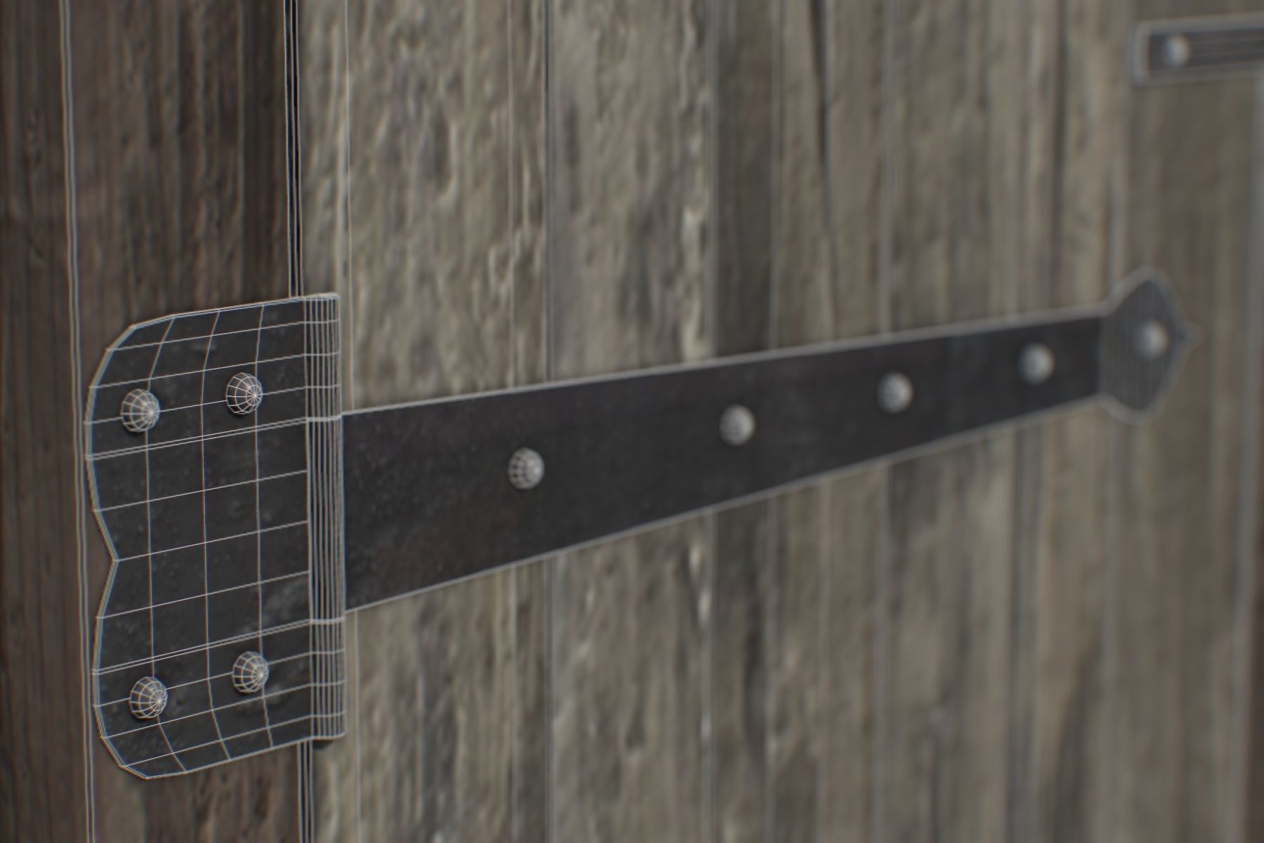 Door Old Wooden Low-poly 3D model_8