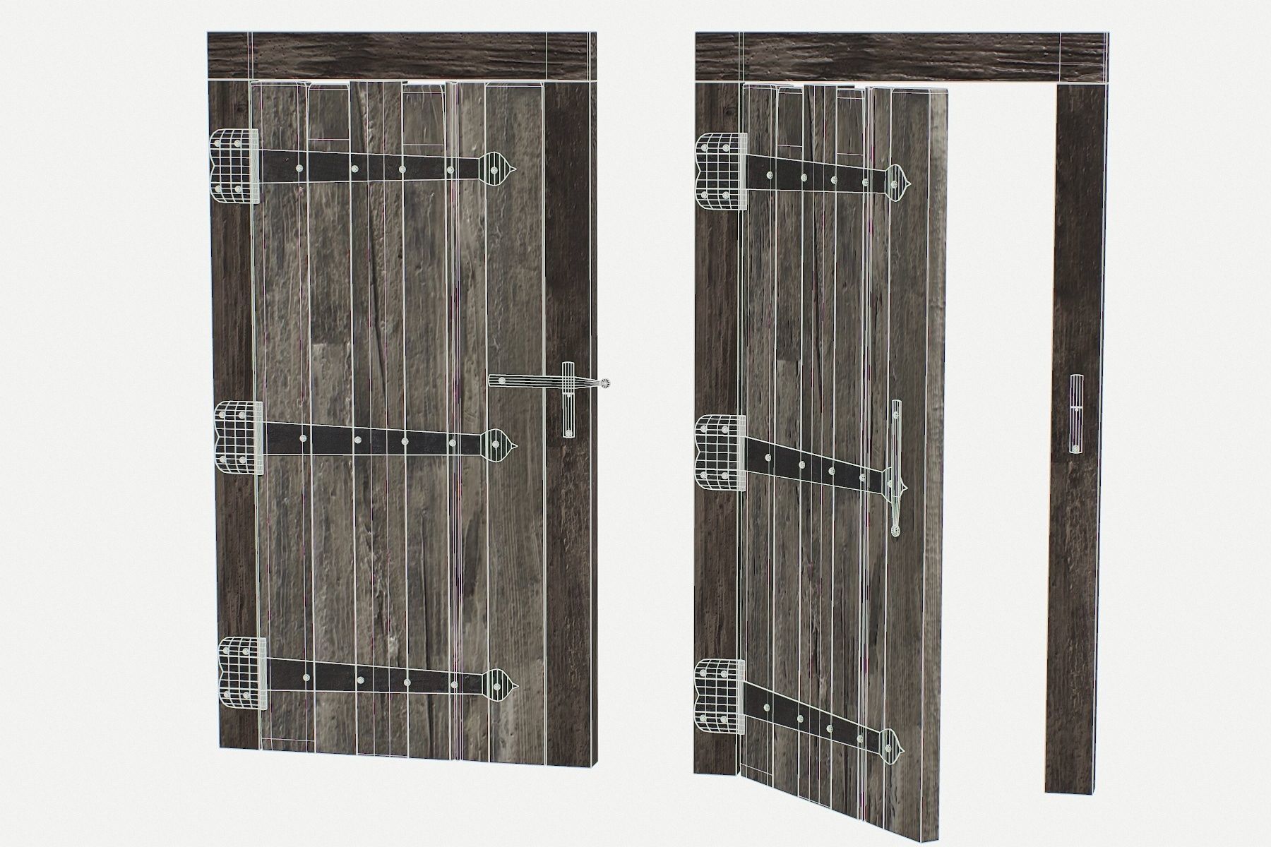Door Old Wooden Low-poly 3D model_4