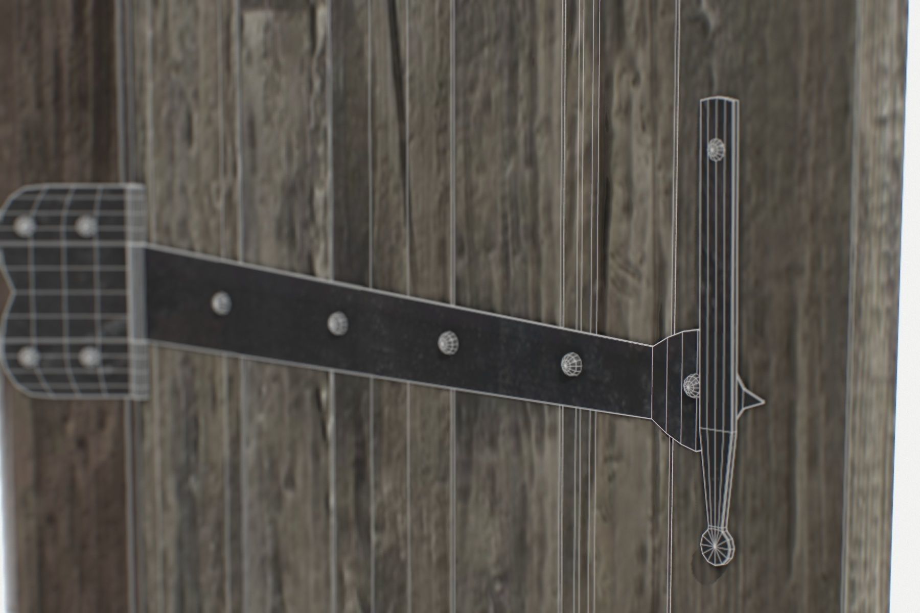 Door Old Wooden Low-poly 3D model_9