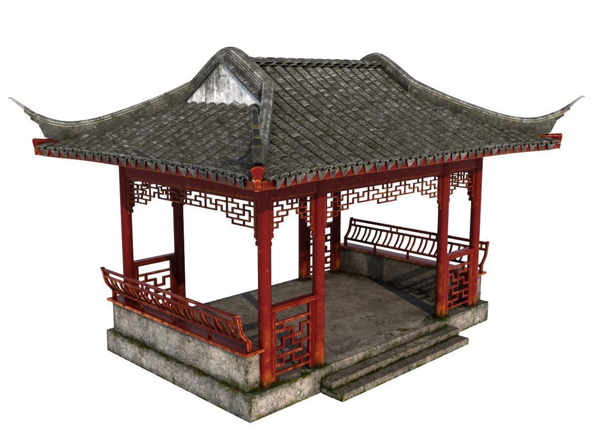 Chinese Rectangle Pavilion 3D model_5