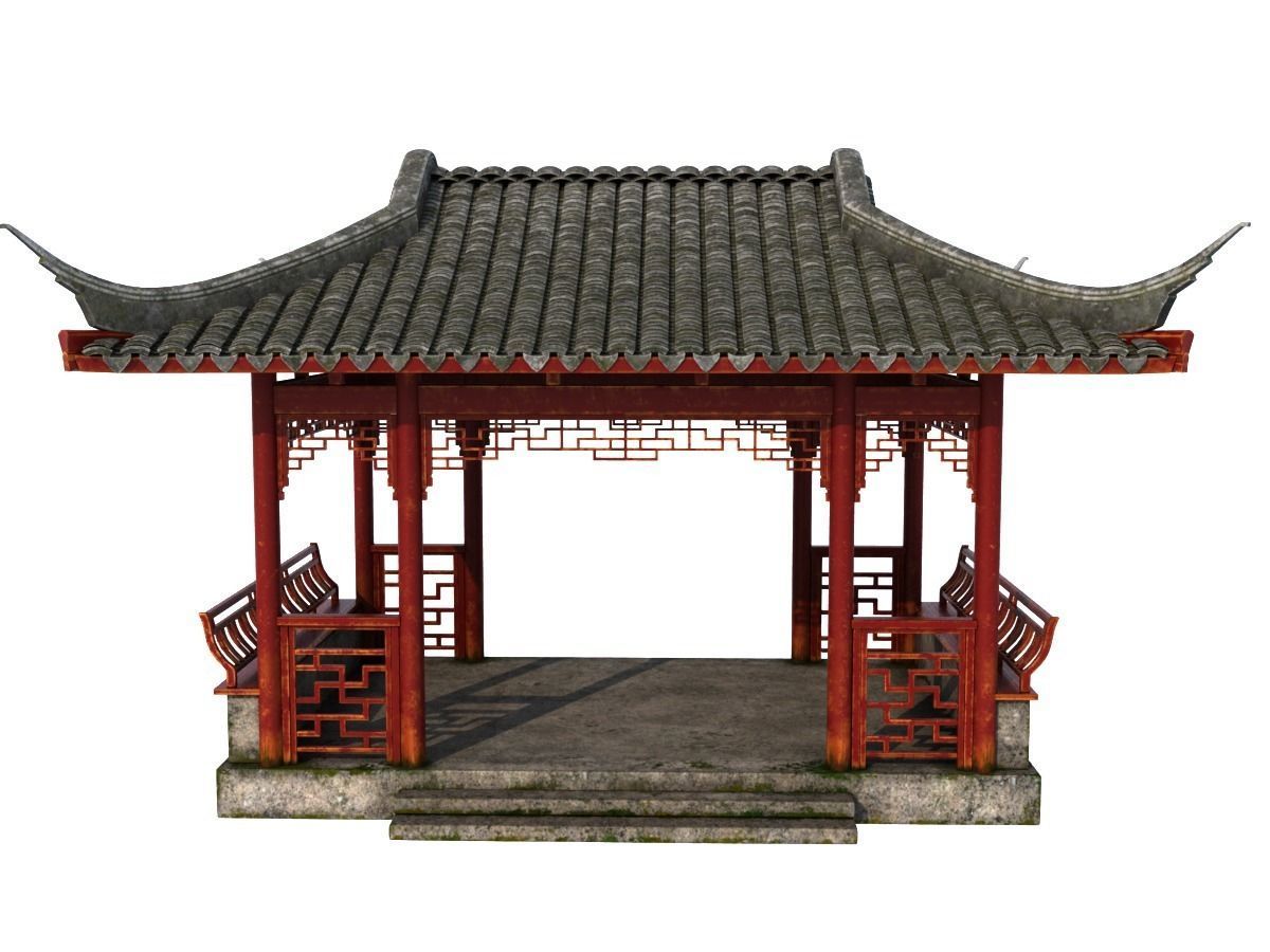 Chinese Rectangle Pavilion 3D model_3