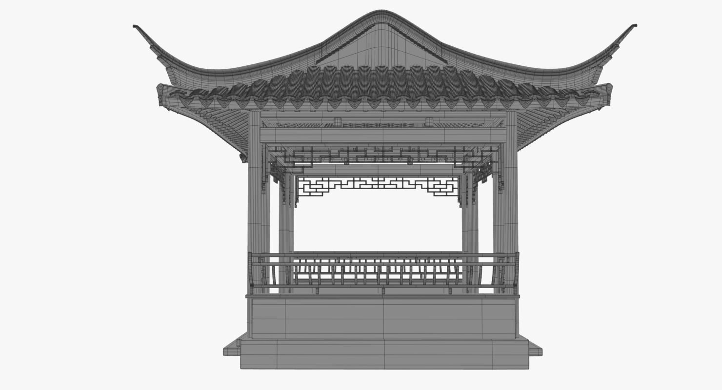 Chinese Rectangle Pavilion 3D model_11
