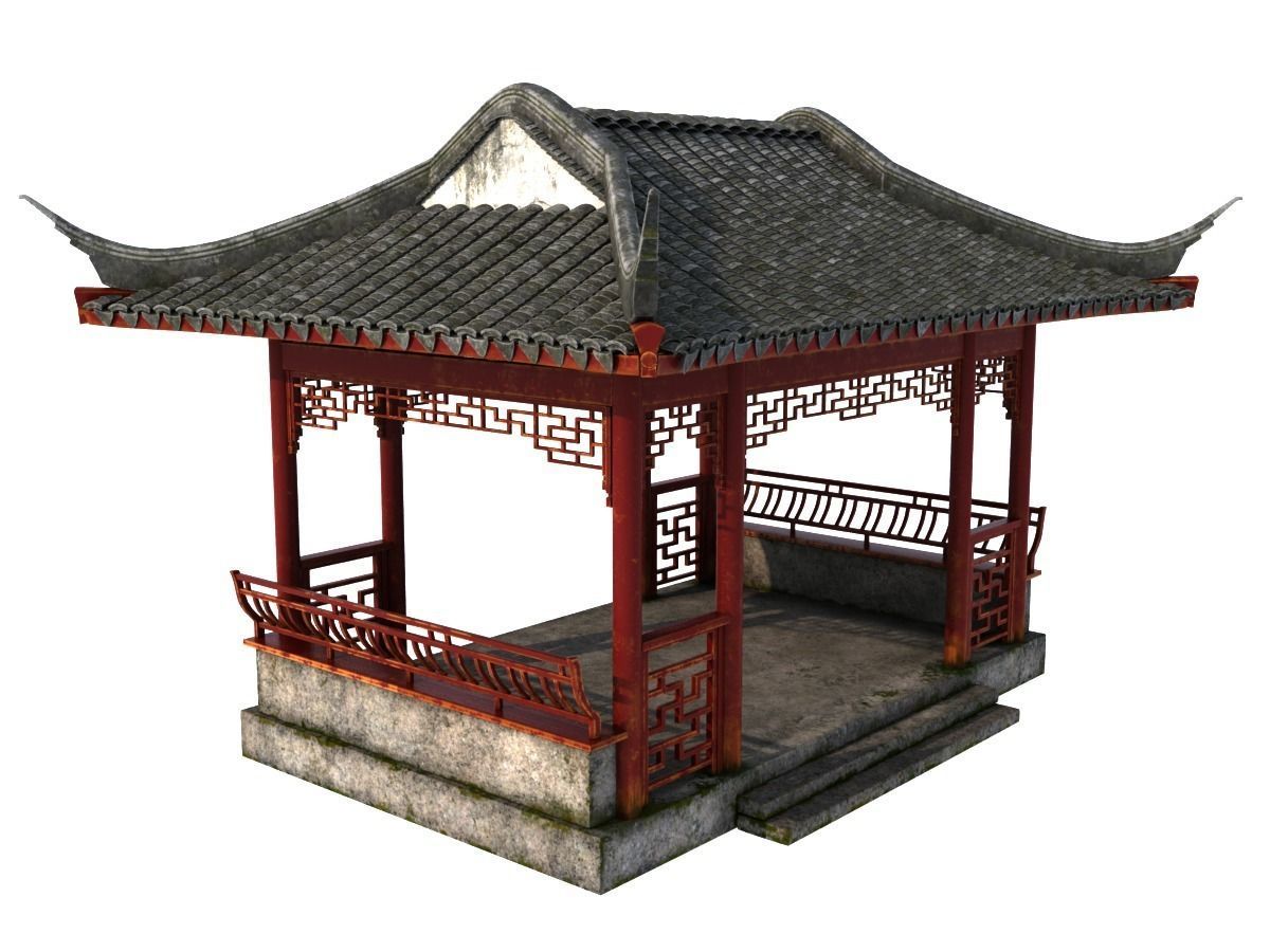 Chinese Rectangle Pavilion 3D model_2