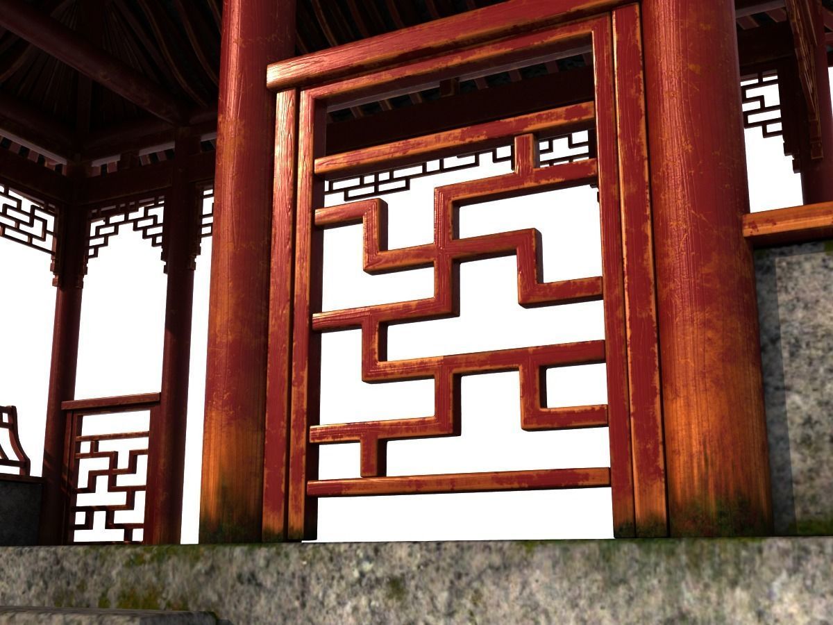 Chinese Rectangle Pavilion 3D model_6