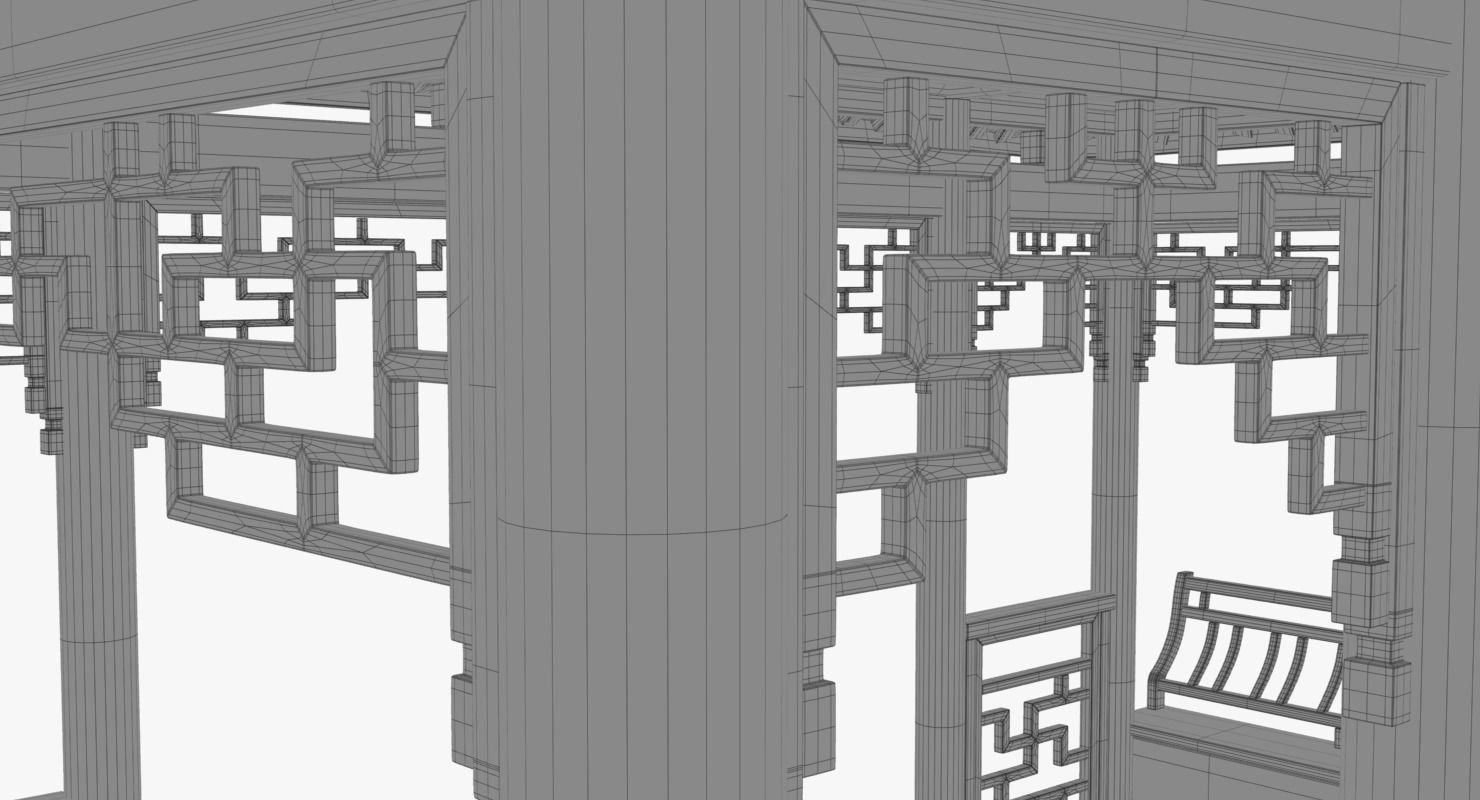 Chinese Rectangle Pavilion 3D model_15