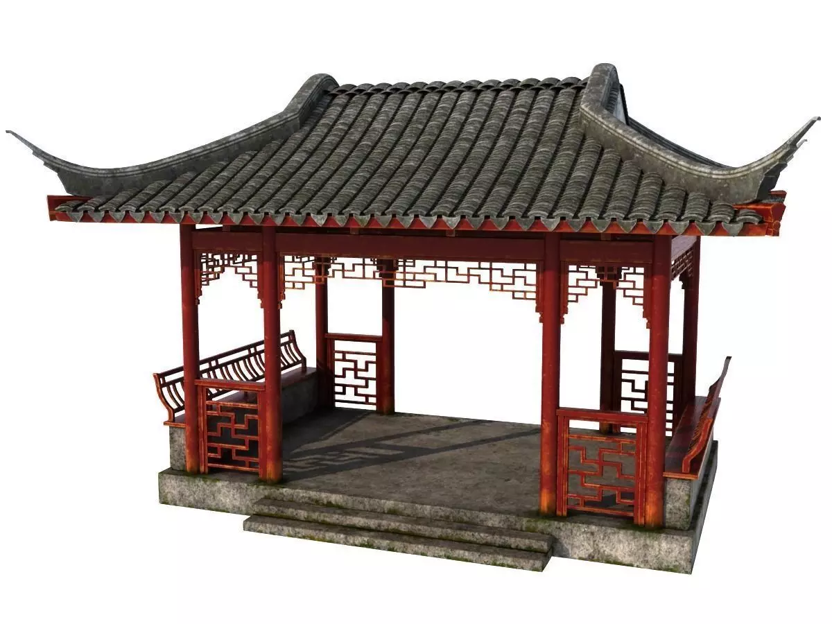 Chinese Rectangle Pavilion 3D model_0