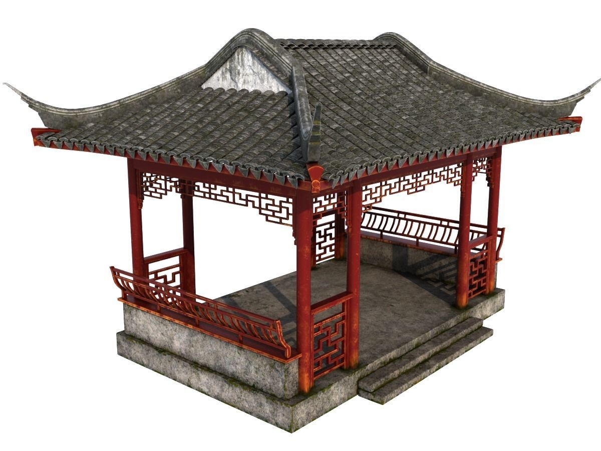 Chinese Rectangle Pavilion 3D model_4
