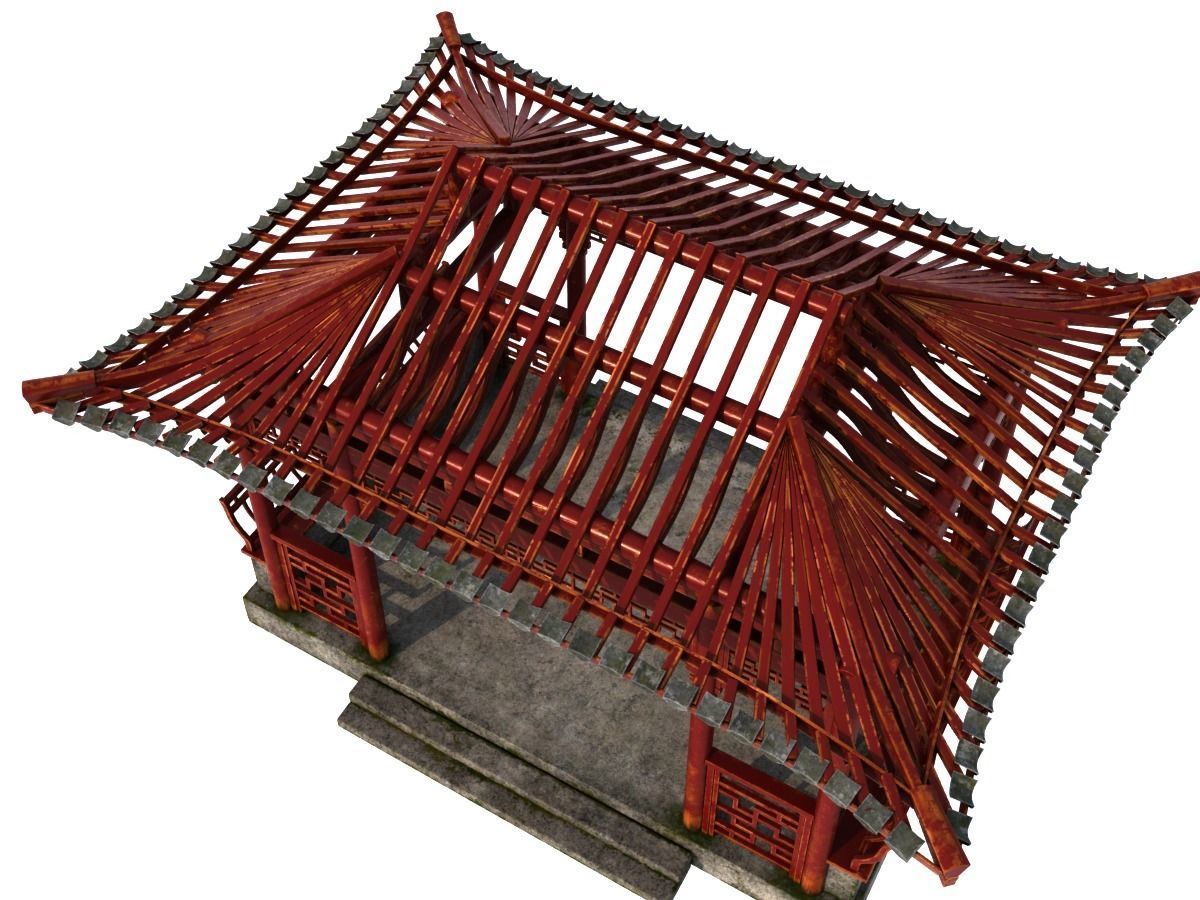 Chinese Rectangle Pavilion 3D model_9