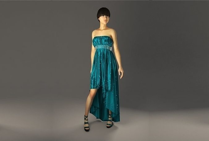 Evening Dress in 3DS Max  - Marvlous Designer -  vray 3D model