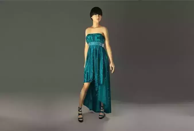 Evening Dress in 3DS Max  - Marvlous Designer -  vray 3D model