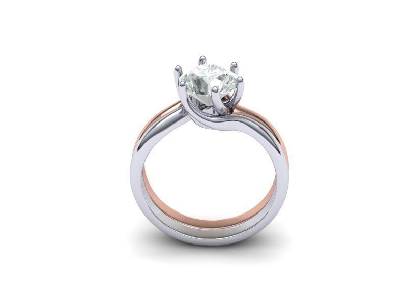 6 prong bypass Engagement ring N0198  3D print model_2