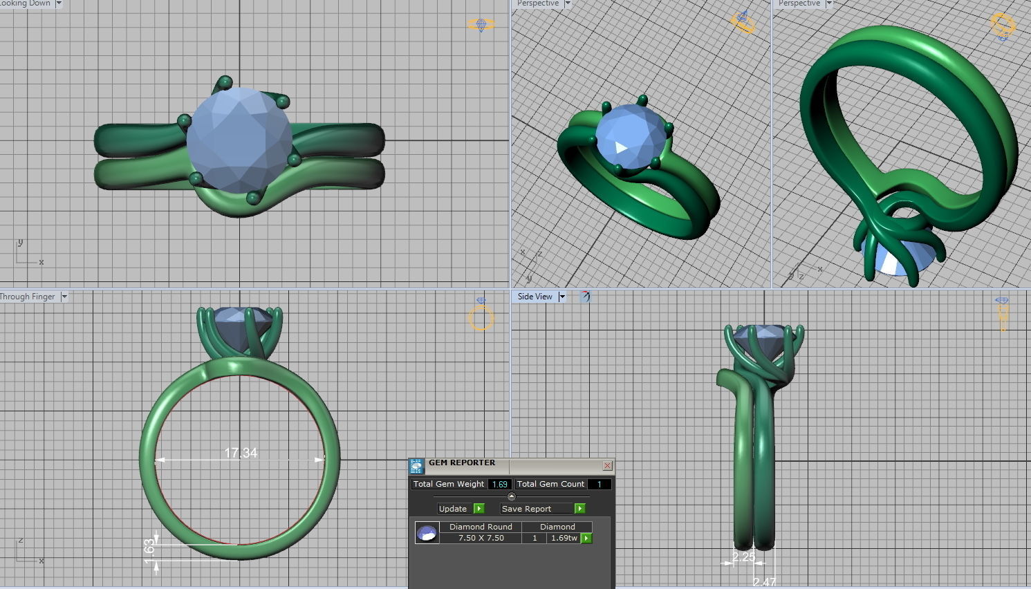 6 prong bypass Engagement ring N0198  3D print model_4