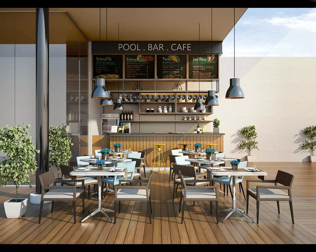 Outdoor Cafe 3D model_0