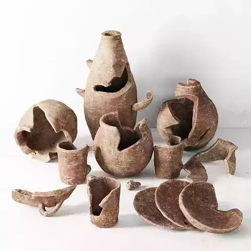 Old dishes clay 3D model
