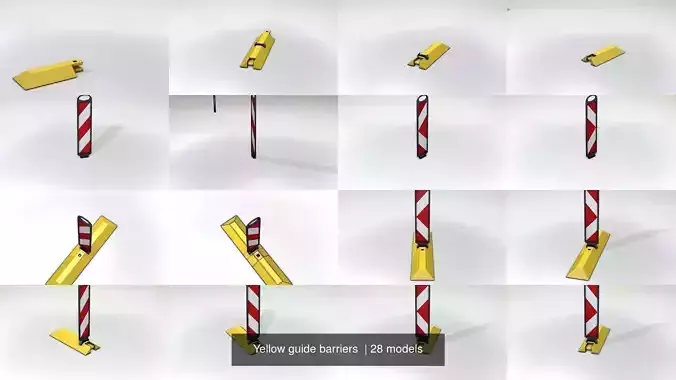 Yellow guide barriers  3D Model Collection