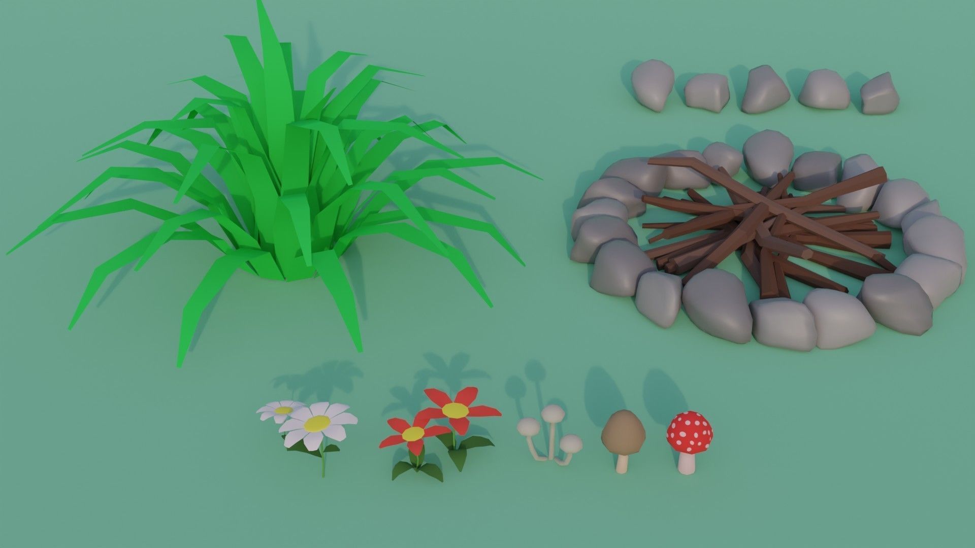 Campsite -  Camping Pack Low-poly 3D model_9