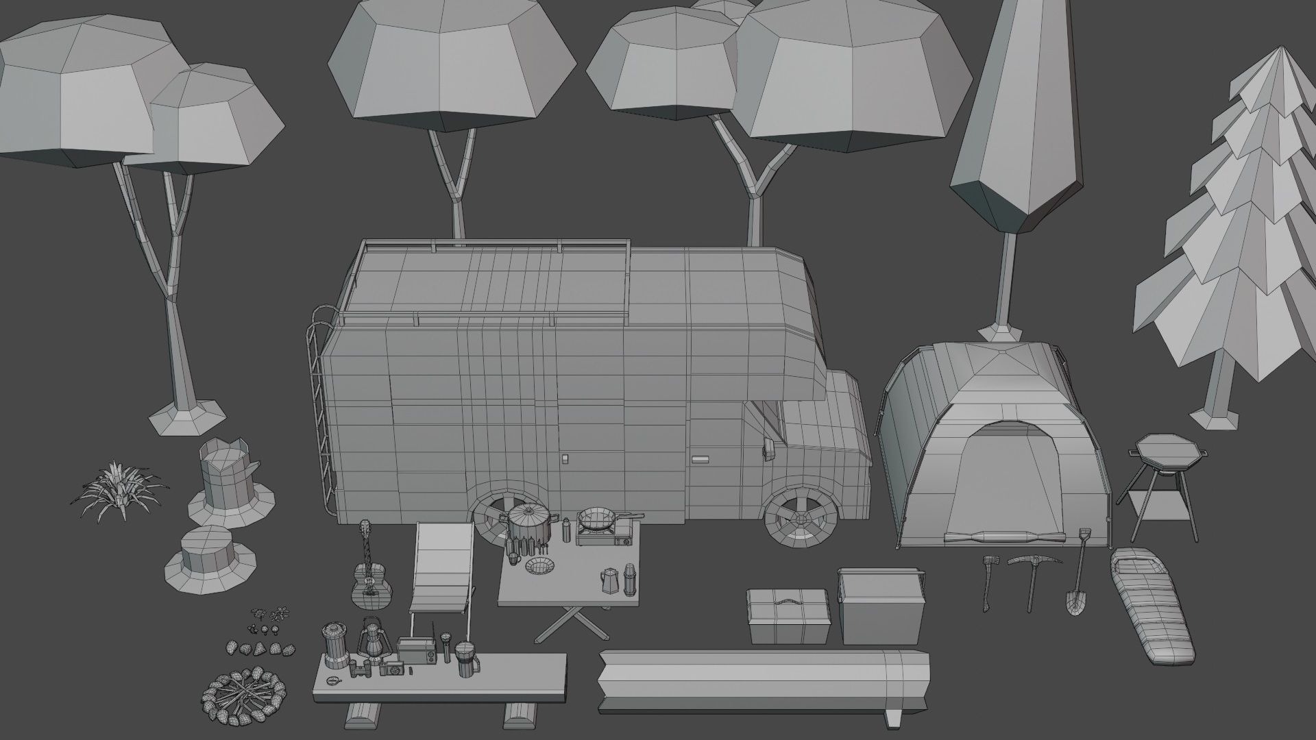 Campsite -  Camping Pack Low-poly 3D model_2