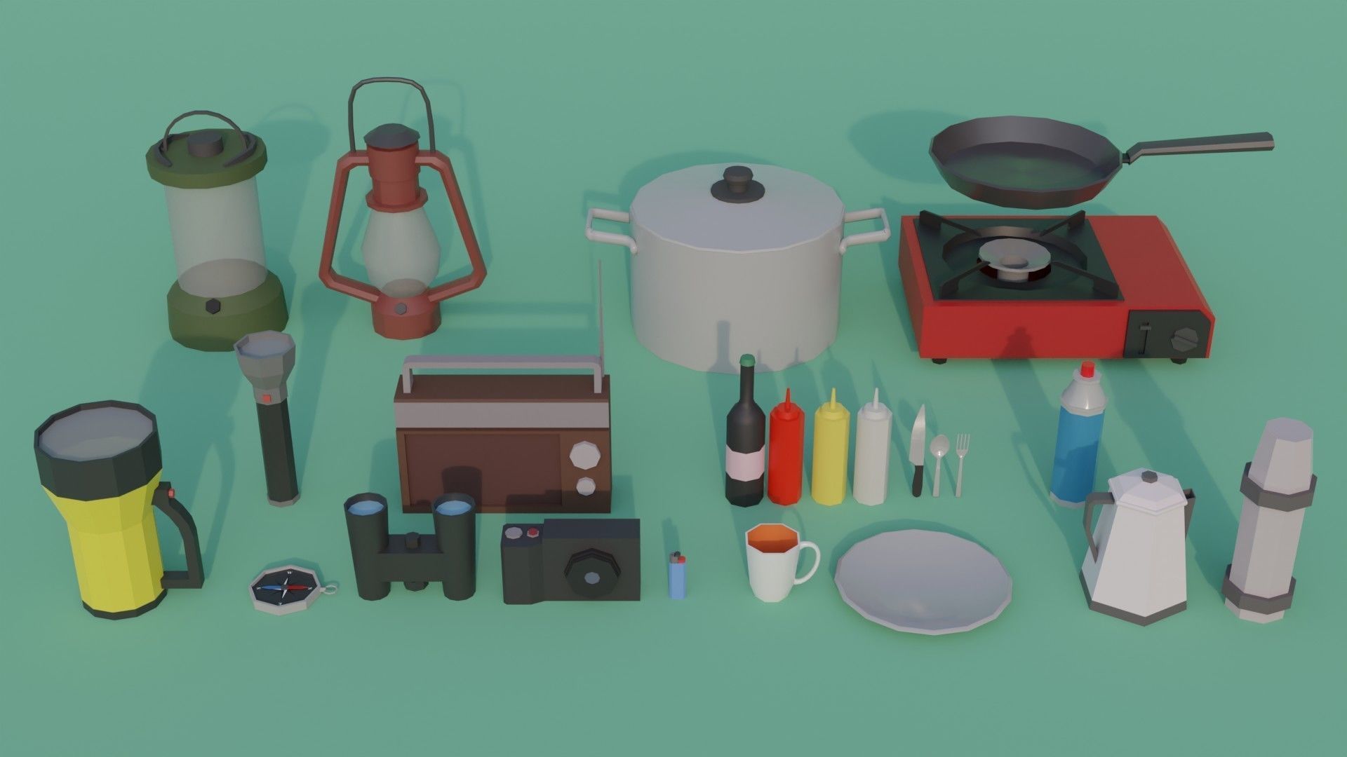 Campsite -  Camping Pack Low-poly 3D model_3