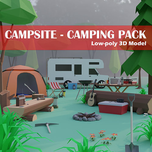 Campsite -  Camping Pack Low-poly 3D model