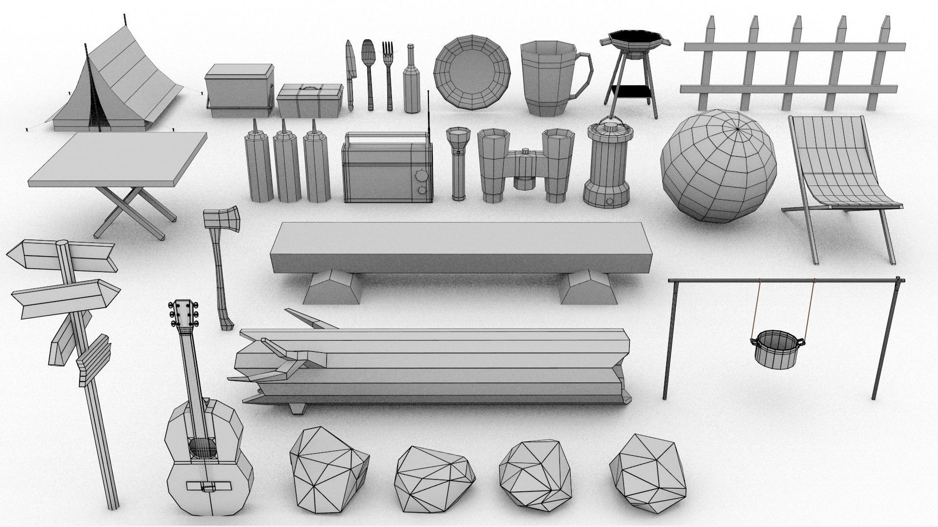 Campsite -  Camping Pack Low-poly 3D model_24