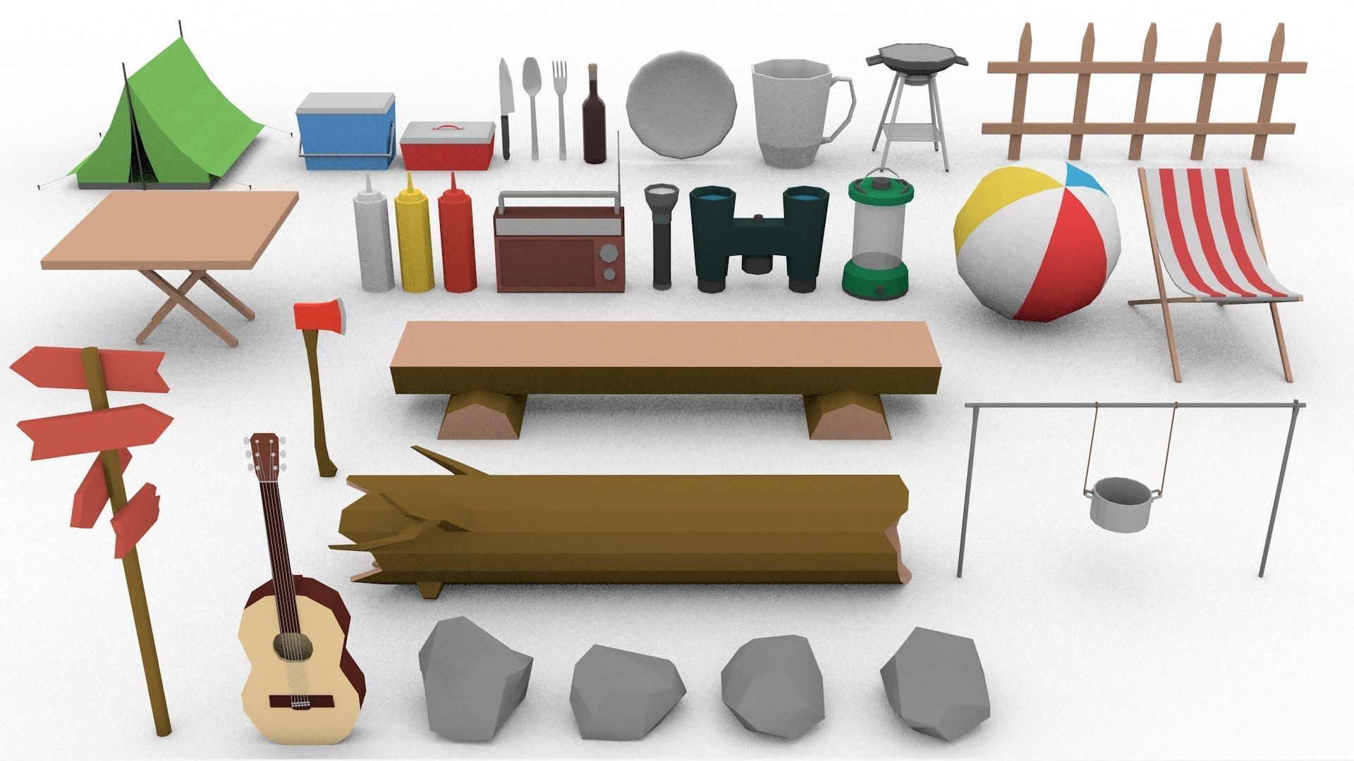Campsite -  Camping Pack Low-poly 3D model_21