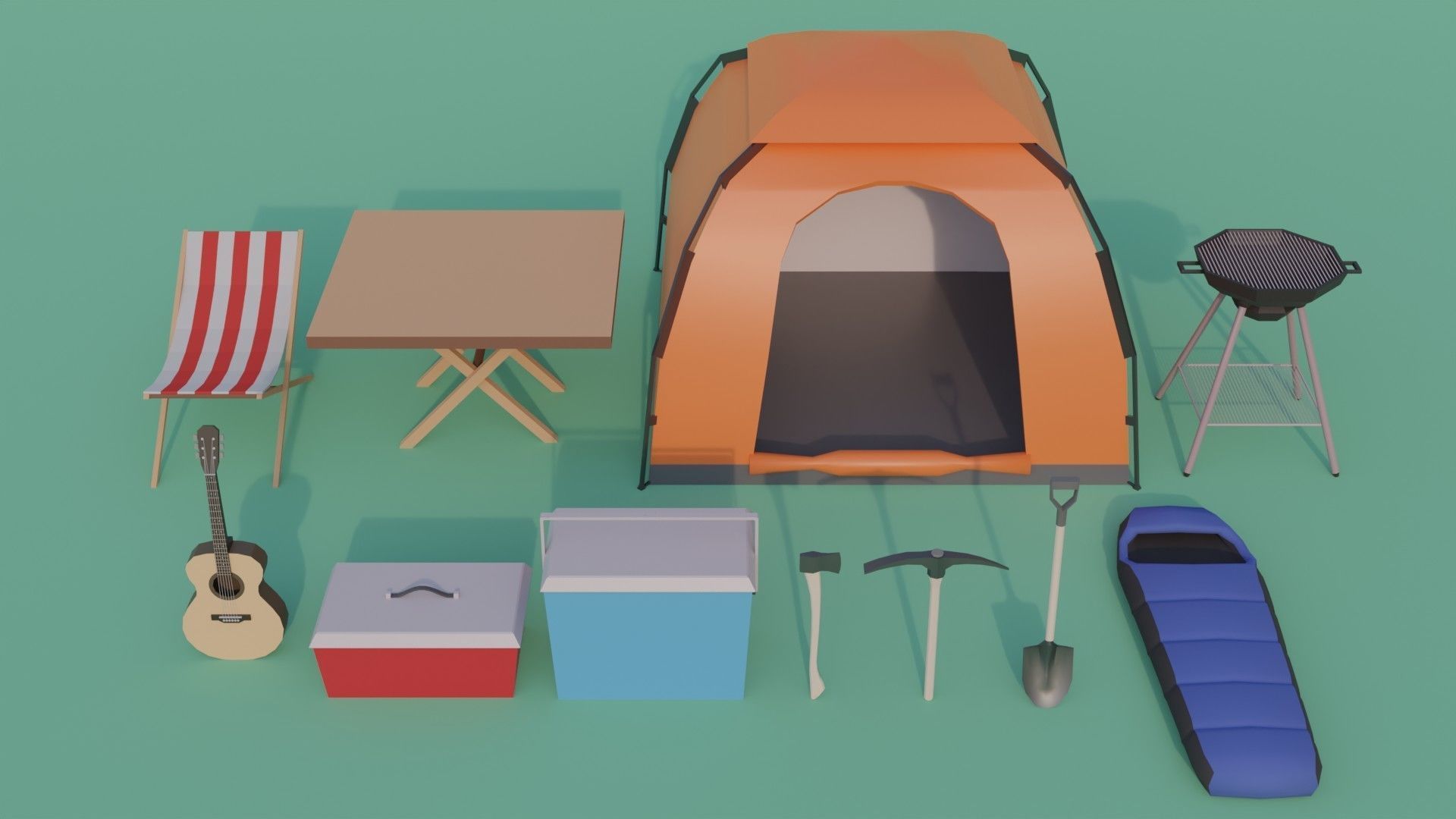 Campsite -  Camping Pack Low-poly 3D model_6