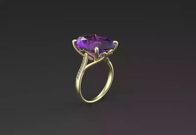 oval amethyst ring decorated head 