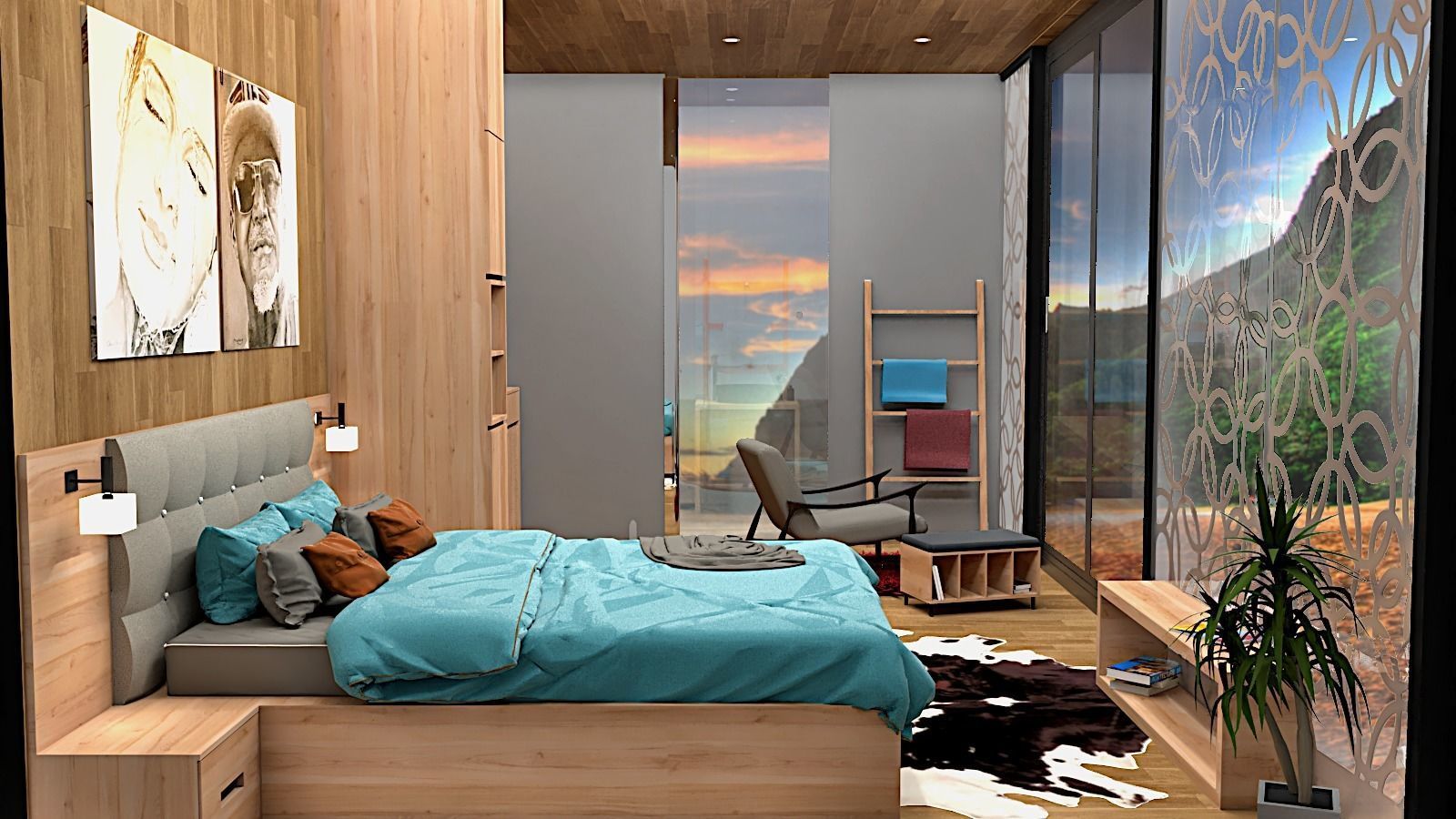 beach hut tiny house vacation house with hot tub 3D model_5