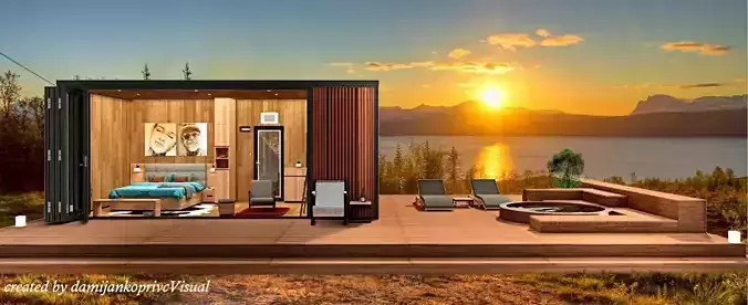  beach hut tiny house vacation house with hot tub