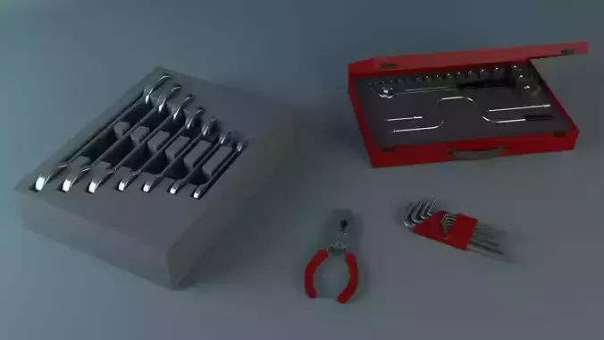 Hand Tools Pliers Wrench Allen 3D model