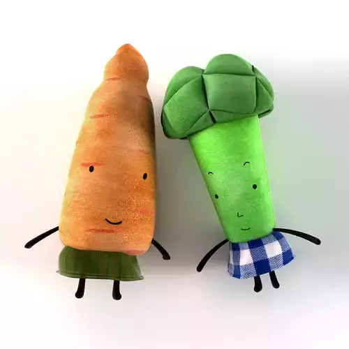 Carrot and Broccoli 3D model