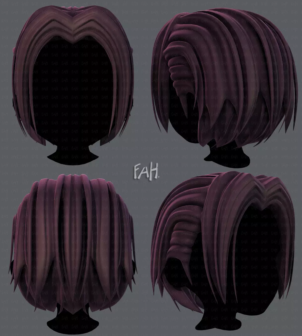 3D Hair style for boy V55 Low-poly 3D model_0