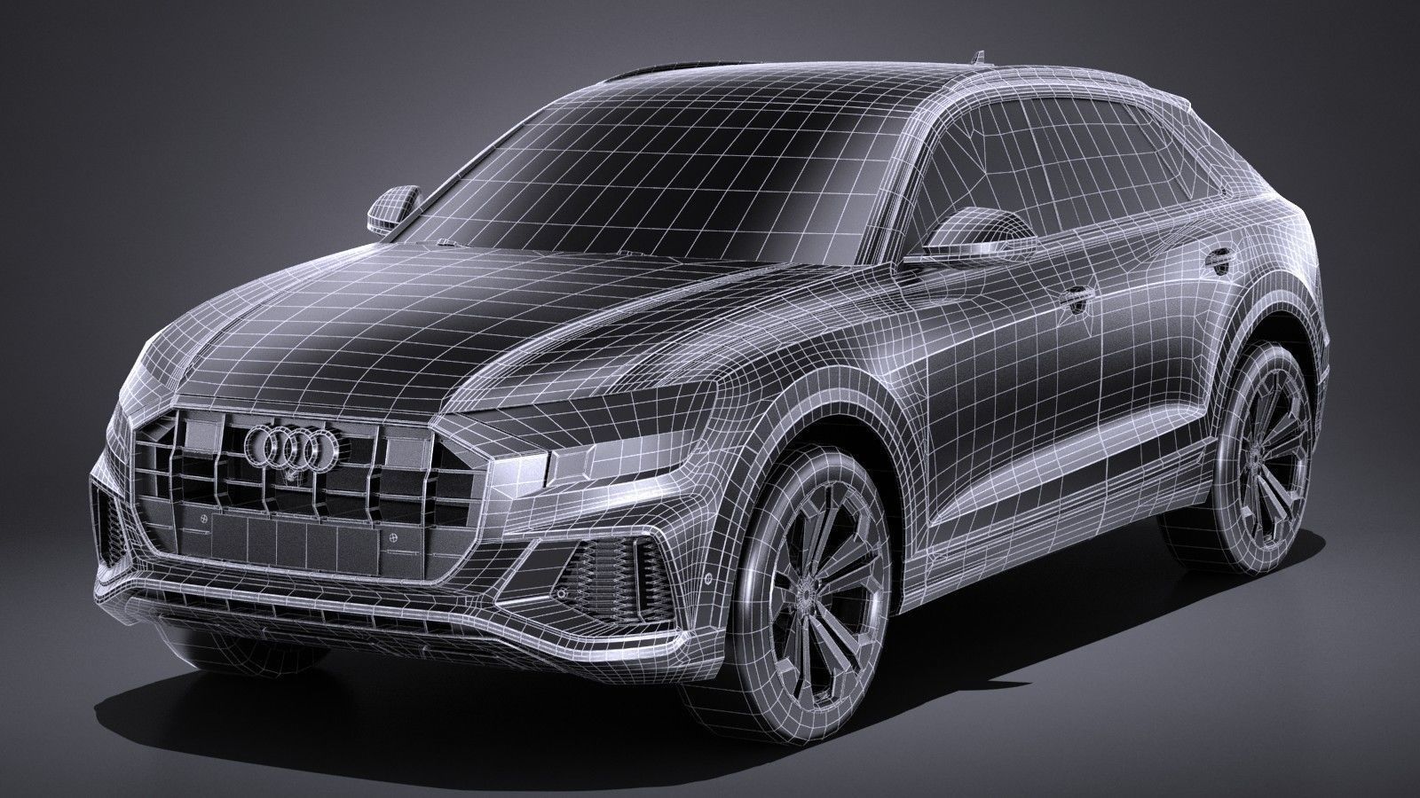 LowPoly Audi Q8 S-line 2019 Low-poly 3D model_12