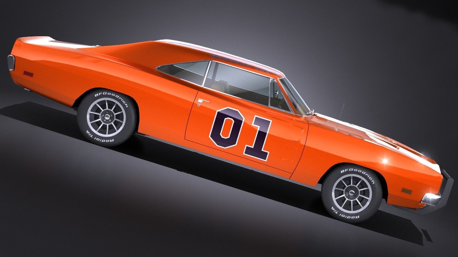LowPoly Dodge Charger 1969 General Lee Low-poly 3D model_7