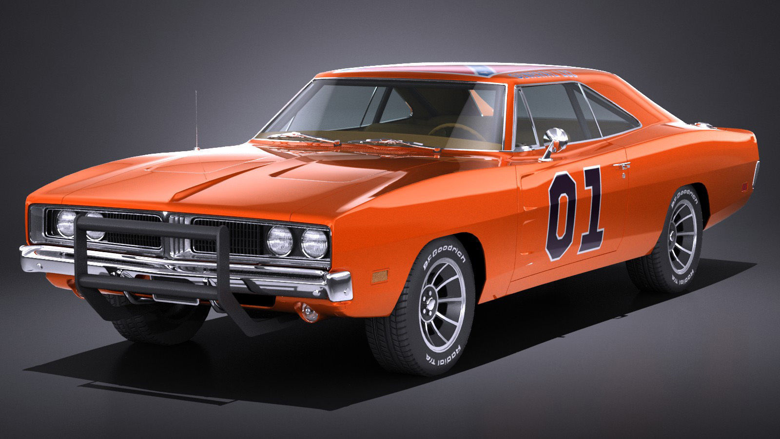 LowPoly Dodge Charger 1969 General Lee Low-poly 3D model_1