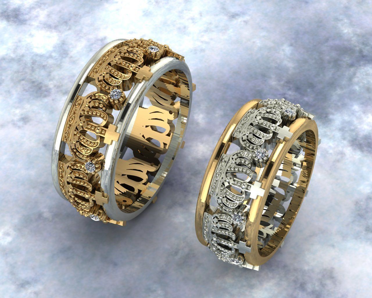 Wedding rings 3D print model_2