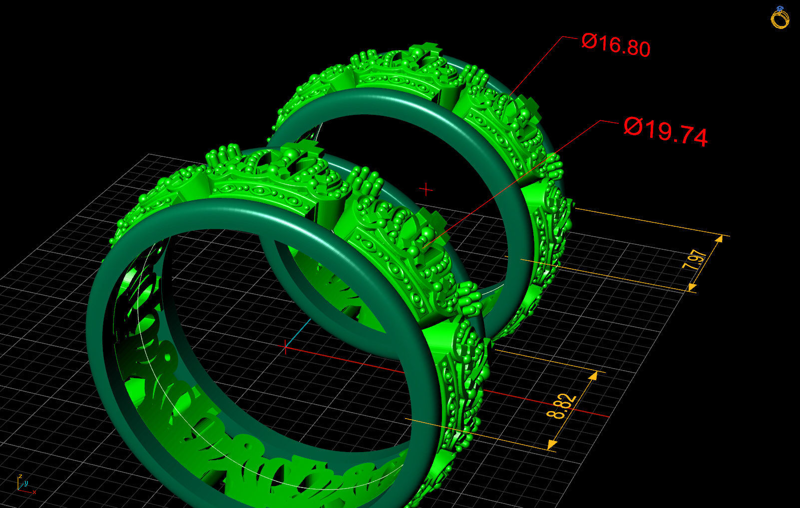 Wedding rings 3D print model_6