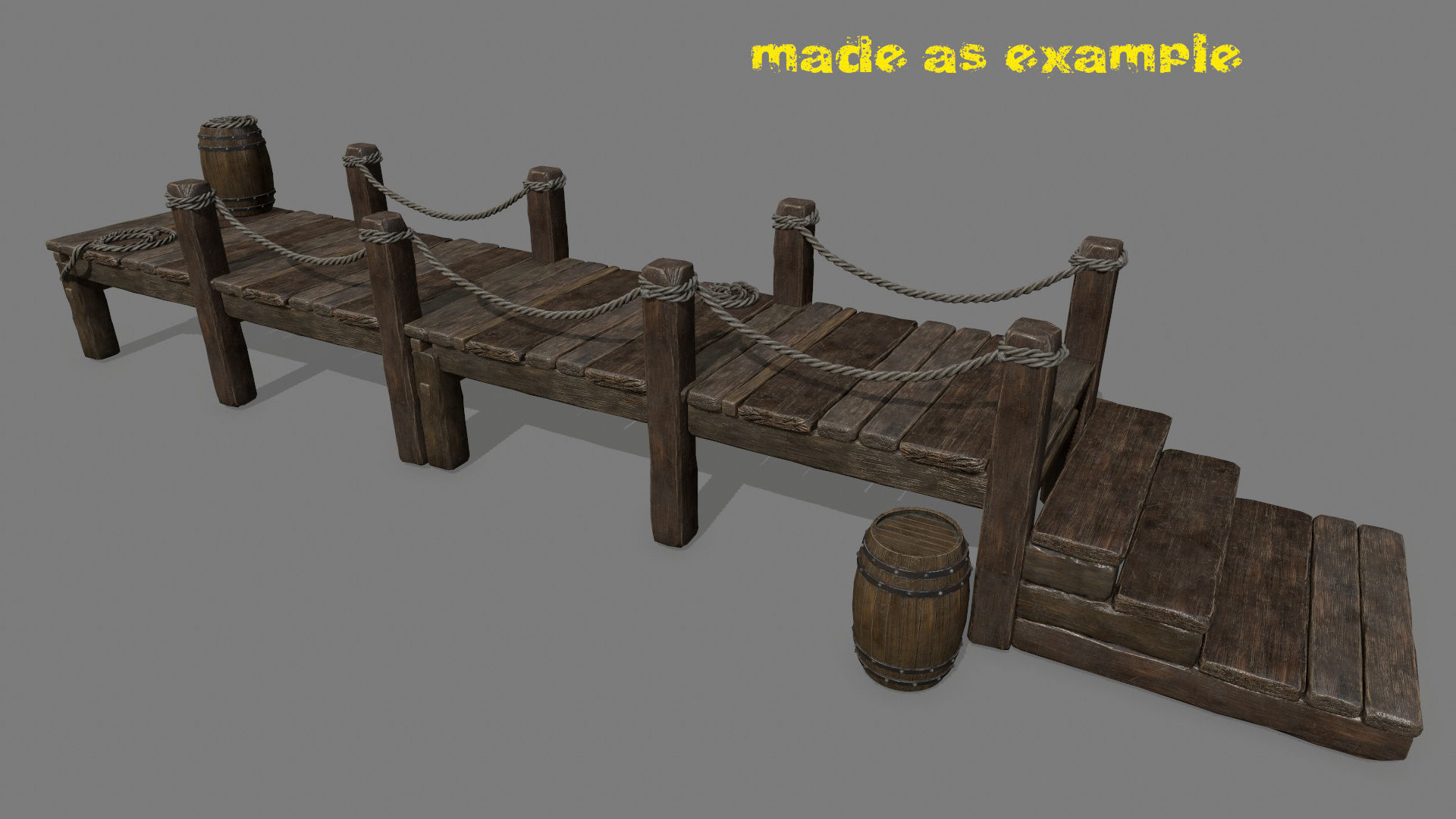 woods and rope Low-poly 3D model_1