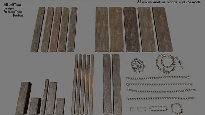 woods and rope Low-poly 3D model
