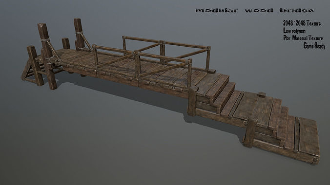 wood bridge Low-poly 3D model