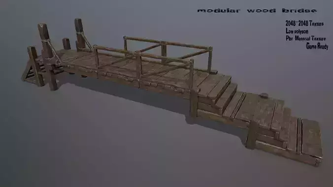 wood bridge Low-poly 3D model