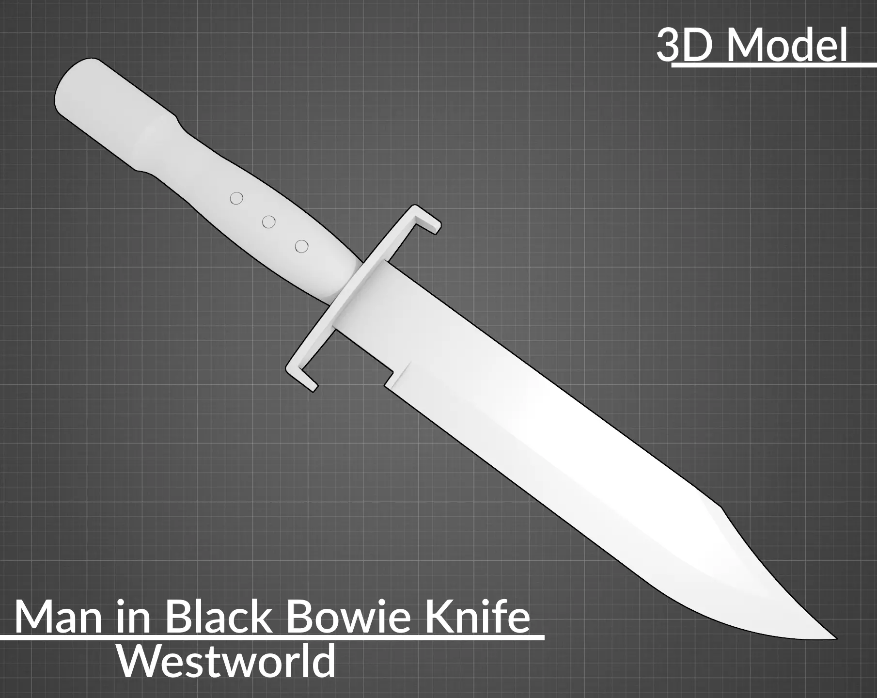 Westworld Man in Black like Bowie Knife 3D print model STL files 3D print model_0