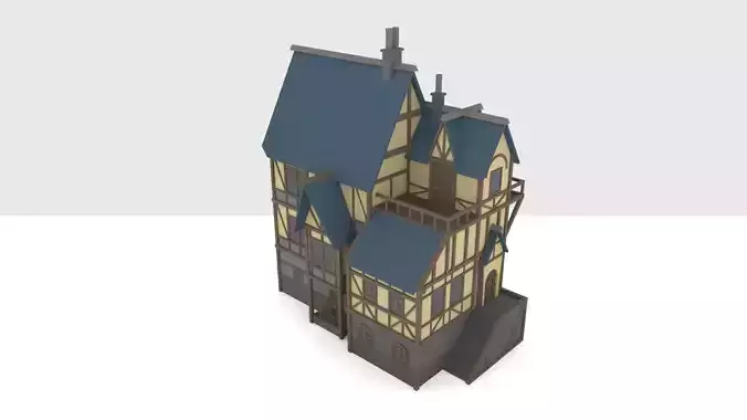 Medieval-styled low-poly house Free low-poly 3D model